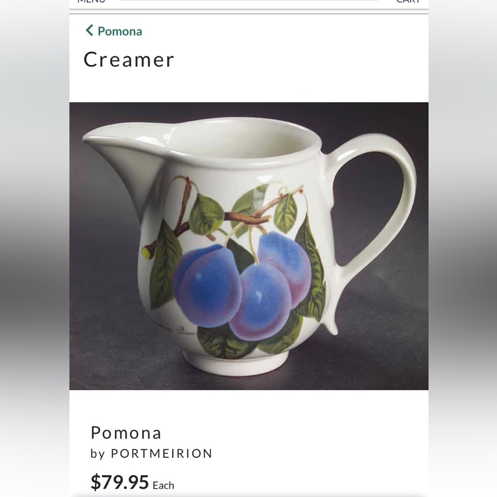 Portmeirion Vintage L’Imperatrice Plum Pomona Creamer - Picture 12 of 12